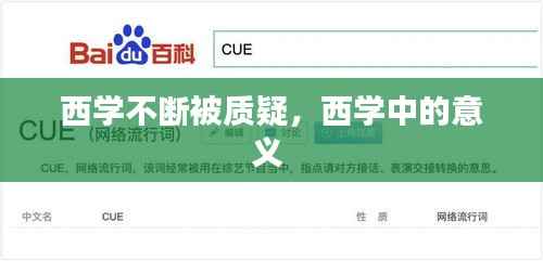 西學不斷被質疑，西學中的意義 