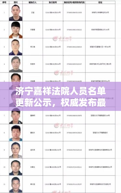 濟寧嘉祥法院人員名單更新公示，權威發布最新名單