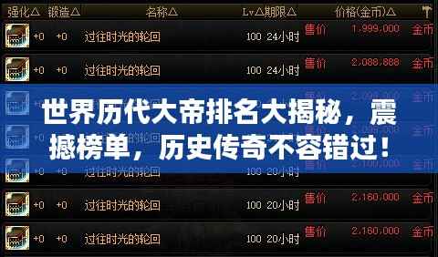 世界歷代大帝排名大揭秘，震撼榜單，歷史傳奇不容錯(cuò)過(guò)！