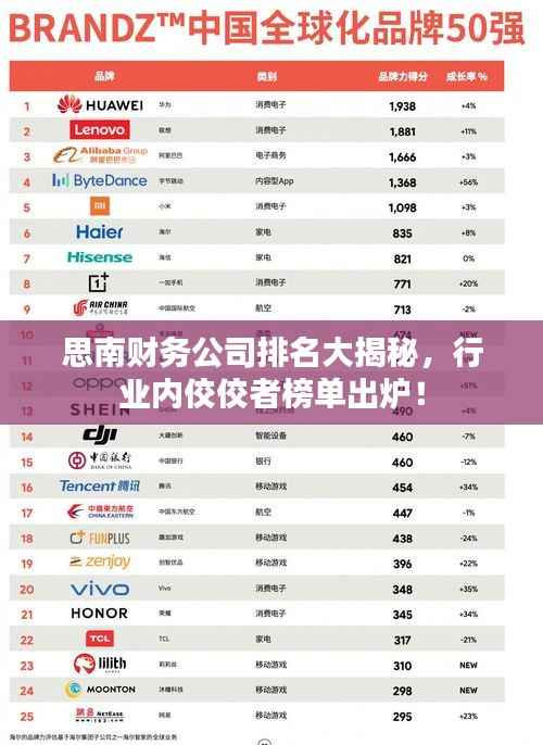 思南財務(wù)公司排名大揭秘，行業(yè)內(nèi)佼佼者榜單出爐！