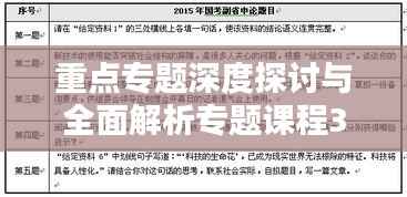 重點專題深度探討與全面解析專題課程30講