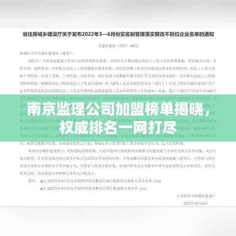 南京監理公司加盟榜單揭曉，權威排名一網打盡