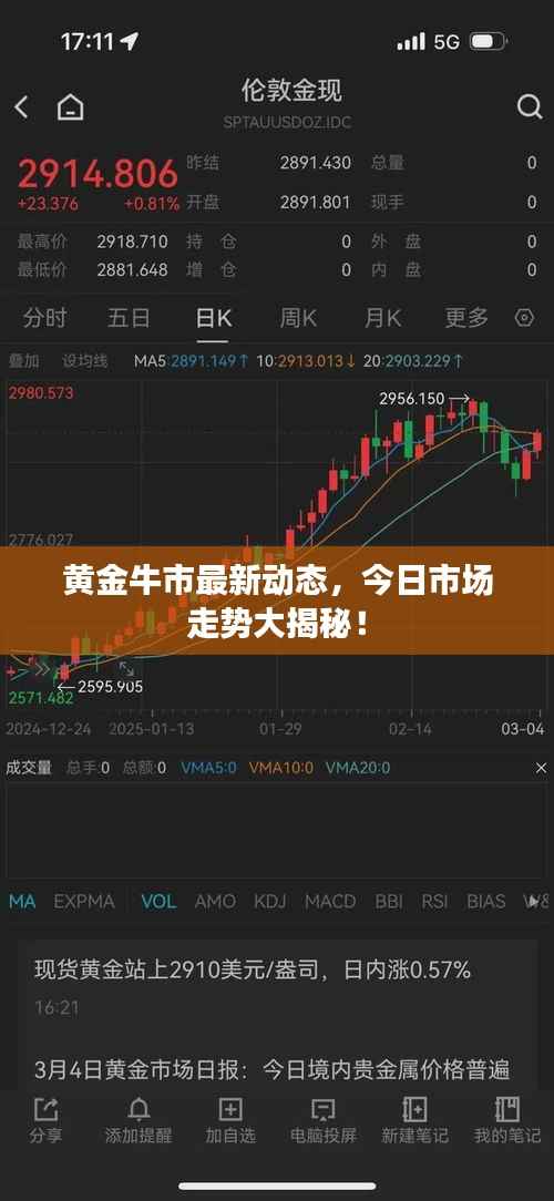 黃金牛市最新動態，今日市場走勢大揭秘！