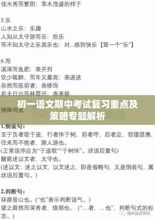 初一語文期中考試復習重點及策略專題解析