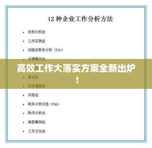 高效工作大落實方案全新出爐！