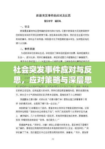 社會突發事件應對與反思，應對策略與深層思考