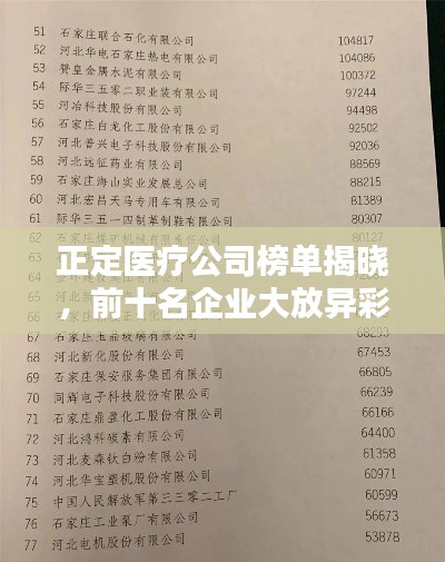 正定醫療公司榜單揭曉，前十名企業大放異彩！