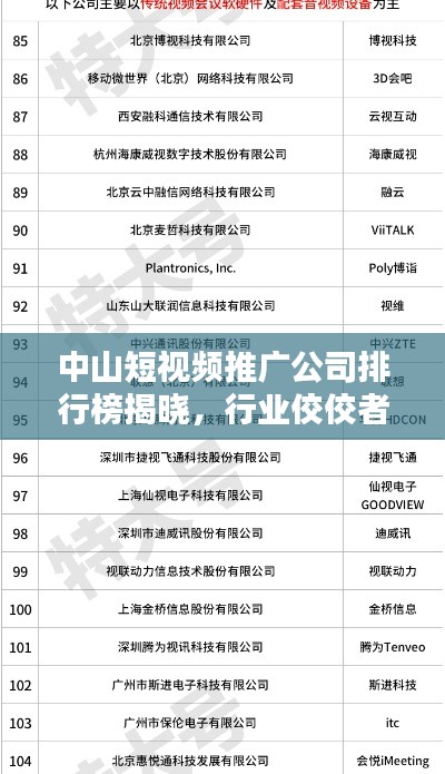 中山短視頻推廣公司排行榜揭曉，行業佼佼者一網打盡！